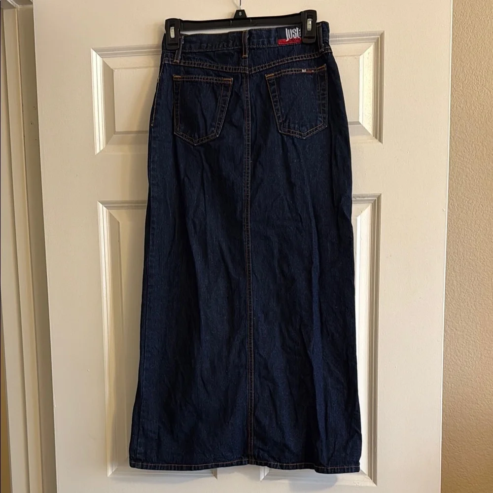 Vintage Dark Wash Denim Maxi Skirt